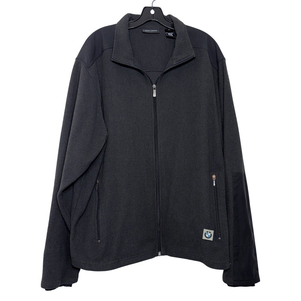 BMW Lifestyle Fleece Thermal Jacket Men's Size XL Black Full Zip Long Sleeves
